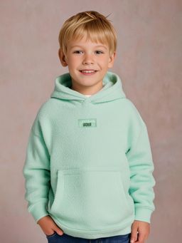 CHERRY CRUMBLE BY NITT HYMAN - Mint Solid Hood with Embroidery Unisex Winter Hoodie