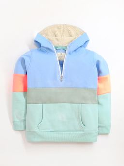 CHERRY CRUMBLE BY NITT HYMAN - Multicolor Blocked Hooded Winter Sweatshirt For Boys