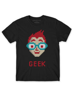 THREADCURRY - Geek Graphic Printed T-Shirt - Black