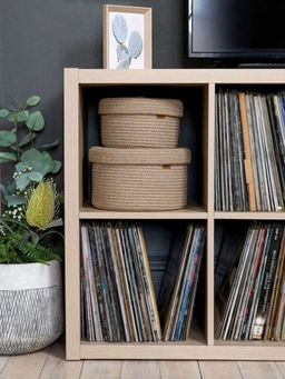 BAJO'S - Tan Set Textured Jute Organizer Box