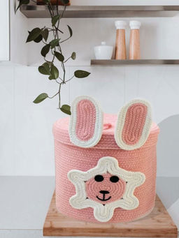 BAJO'S - Pink & White Self Design Bamboo Multi-Utility Organisers