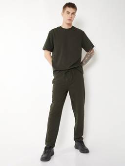 max - Men Textured Green Trackpant