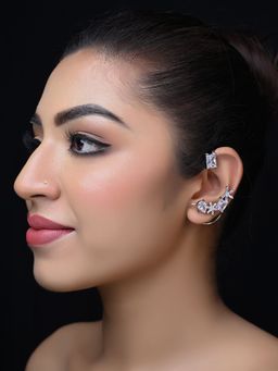 AG'S - Amandeep American Diamond Silver Earcuff