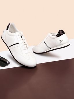 Louis Stitch - Men Leatherette Casual Cushioned Sneakers White & Brown (Set of 4)