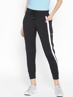 Fitkin - Yoga Gym Workout And Active Sports Fitness Side Stripe Jogger Pants - Black