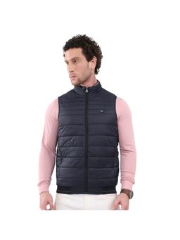 Monte Carlo - Men High Neck Sleeveless Navy Blue Jacket
