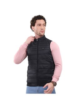 Monte Carlo - Men High Neck Sleeveless Black Jacket