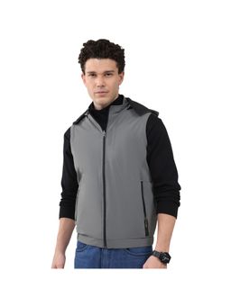 Monte Carlo - Men Hood Sleeveless Grey Jacket