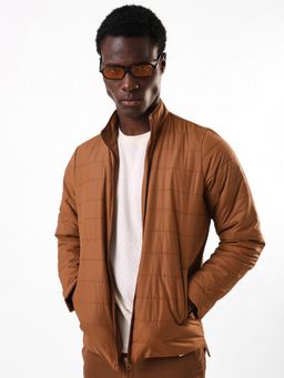 Dennis Lingo - Men Tan Solid Full Sleeves Puffer Jacket