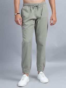 SILISOUL - Men Grey Regular Fit Solid Cotton Trousers