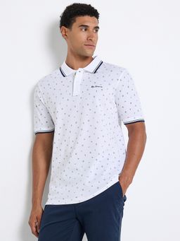 Ben Sherman - Men White Collar Neck Printed Polo T-Shirt