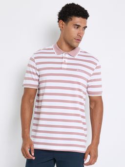 Ben Sherman - Men Pink Collar Neck Stripes Polo T-Shirt