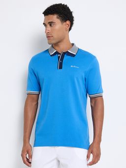 Ben Sherman - Men Blue Collar Neck Polo T-Shirt