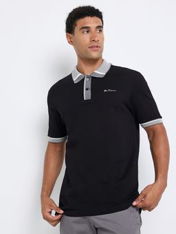 Ben Sherman - Men Black Collar Neck Polo T-Shirt