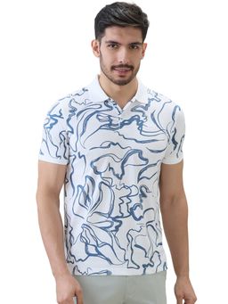Park Avenue - Slim Fit Printed White Polo T-Shirt