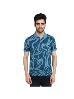 Park Avenue - Slim Fit Printed Dark Blue Polo T-Shirt