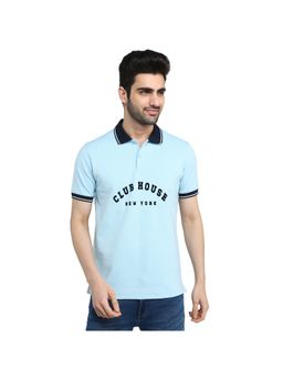Park Avenue - Slim Fit Color Block Medium Blue Polo T-Shirt