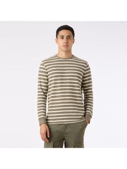 Pepe Jeans - Men Green Stripe Slim Fit Full Sleeve T-Shirt