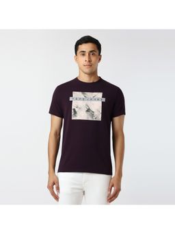 Pepe Jeans - Men Purple Abstract Stretch T-Shirt