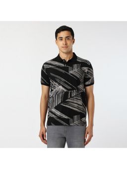 Pepe Jeans - Men Black Abstract Stretch Polo T-Shirt