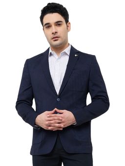 Park Avenue - Super Slim Fit Self Design Dark Blue Blazer