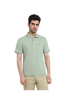 Raymond - Regular Fit Solid Light Green Polo T-Shirt