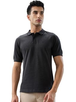 Raymond - Regular Fit Solid Black Polo T-Shirt