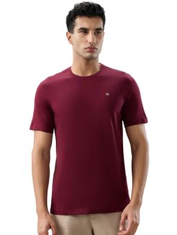 Raymond - Regular Fit Solid Dark Maroon T-Shirt