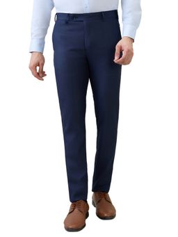 Raymond - Slim Fit Checkered Dark Blue Trouser