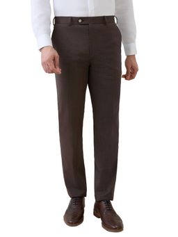 Raymond - Regular Fit Solid Medium Brown Trouser