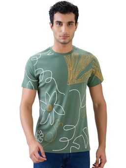 Parx - Medium Green Regular Fit Half Sleeve T-Shirt