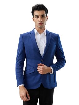 Parx - Regular Fit Solid Dark Blue Blazer