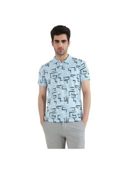 Parx - Regular Fit Geometric Light Blue Polo T-Shirt