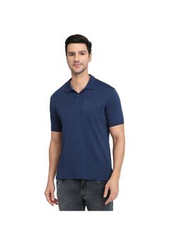 Parx - Dark Blue Regular Fit Half Sleeve Polo T-Shirt