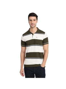 Parx - Regular Fit Yarn Dyed Fancy Green Polo T-Shirt