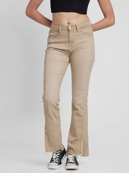 Spykar - Women Sand Lycra Bootcut Fit Ankle Length Jeans (elissa)