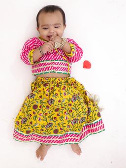 BownBee - Girl Pink Pure Cotton Lehenga with Choli