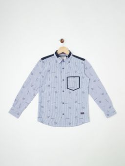 CRIMSOUNE CLUB - Boy Blue Striped Shirt