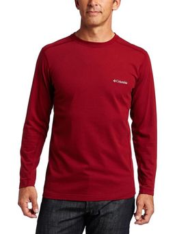 Columbia - Men Red Omni Shade Tech Trail Long Sleeve Round Neck T-Shirt