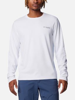 Columbia - Men White Omni Wick Summit Valley Long Sleeve Round Neck T-Shirt