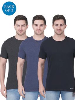 Columbia - Men Multicolor Cotton Stretch Round Neck T-Shirt (Pack of 3)