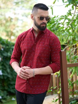 DILLINGER - Mens Printed Shirt -Maroon