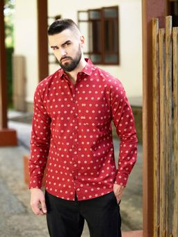 DILLINGER - Mens Stylish Printed Shirt -Maroon