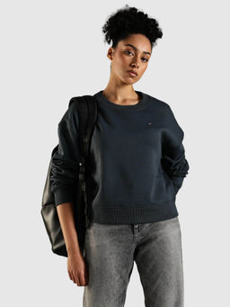 Tommy Hilfiger - Blue Solid Regular Fit Sweatshirt