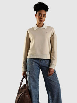 Tommy Hilfiger - Beige Solid Regular Fit Sweatshirt