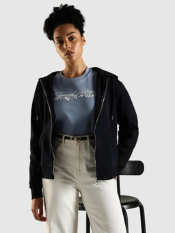 Tommy Hilfiger - Navy Blue Solid Regular Fit Hoodie