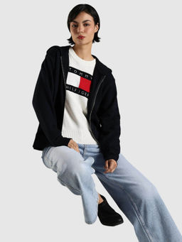 Tommy Hilfiger - Navy Blue Solid Regular Fit Hoodie