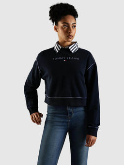Tommy Hilfiger - Navy Blue Solid Relaxed Fit Sweatshirt