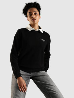Tommy Hilfiger - Black Solid Regular Fit Sweatshirt