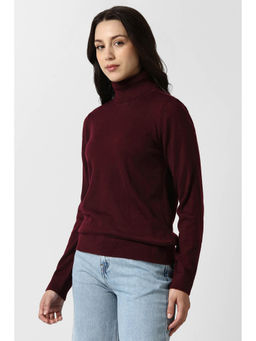 Van Heusen - Maroon Solid Regular Fit Sweater